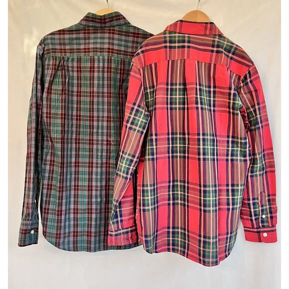 TWO Shirts Crewcuts GAP Boys Long Sleeve Button Down Shirts Plaid Size 12 XL EUC - Picture 4 of 4